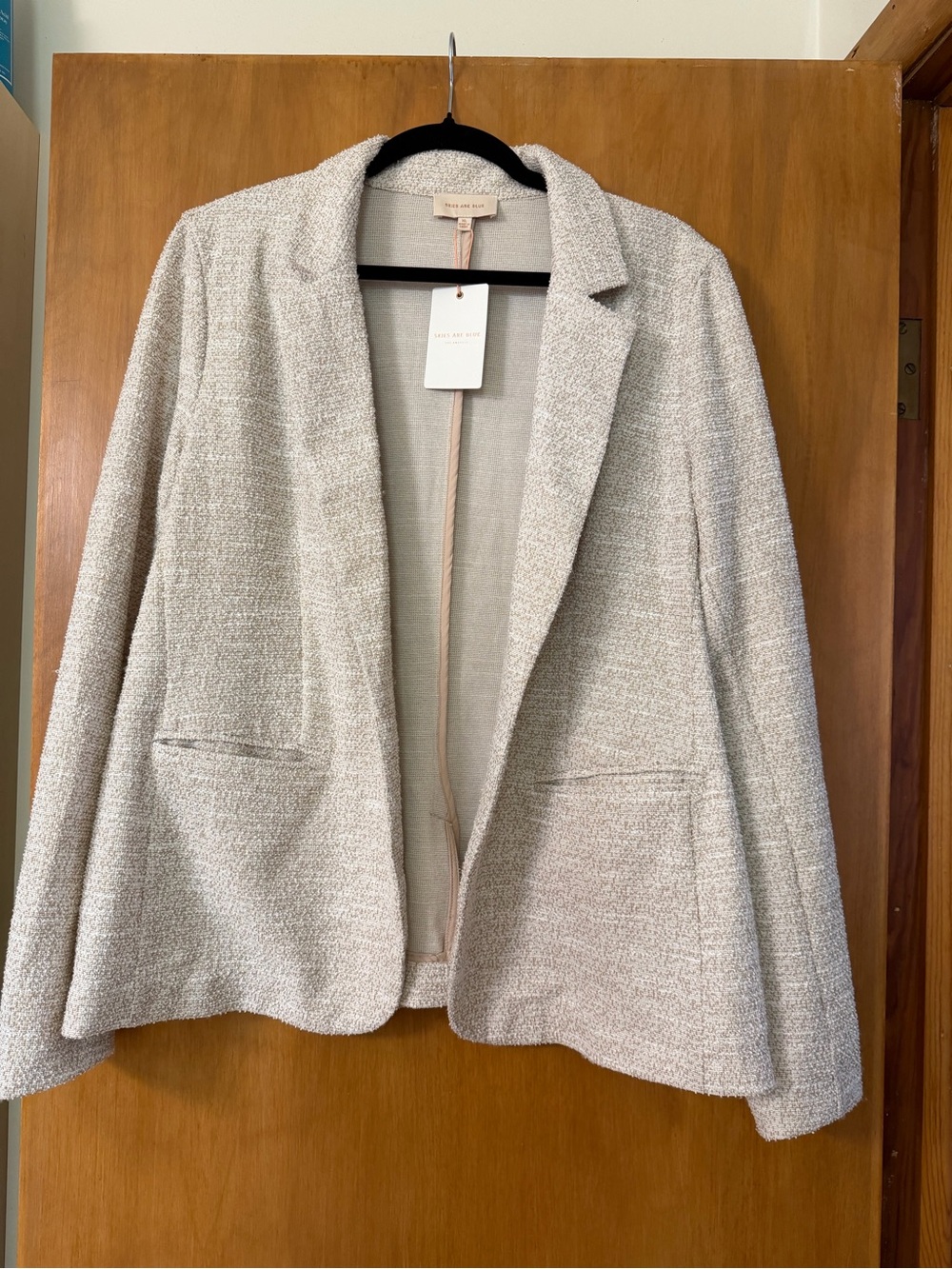 Skies Are Blue Cream Textured Open-Front Blazer